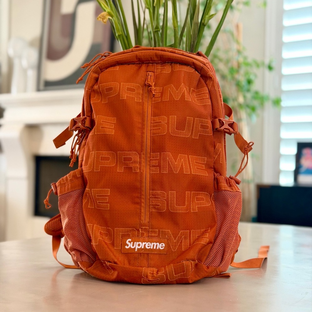 Supreme Orange Ripstop Logo Backpack - Picture 2 of 6